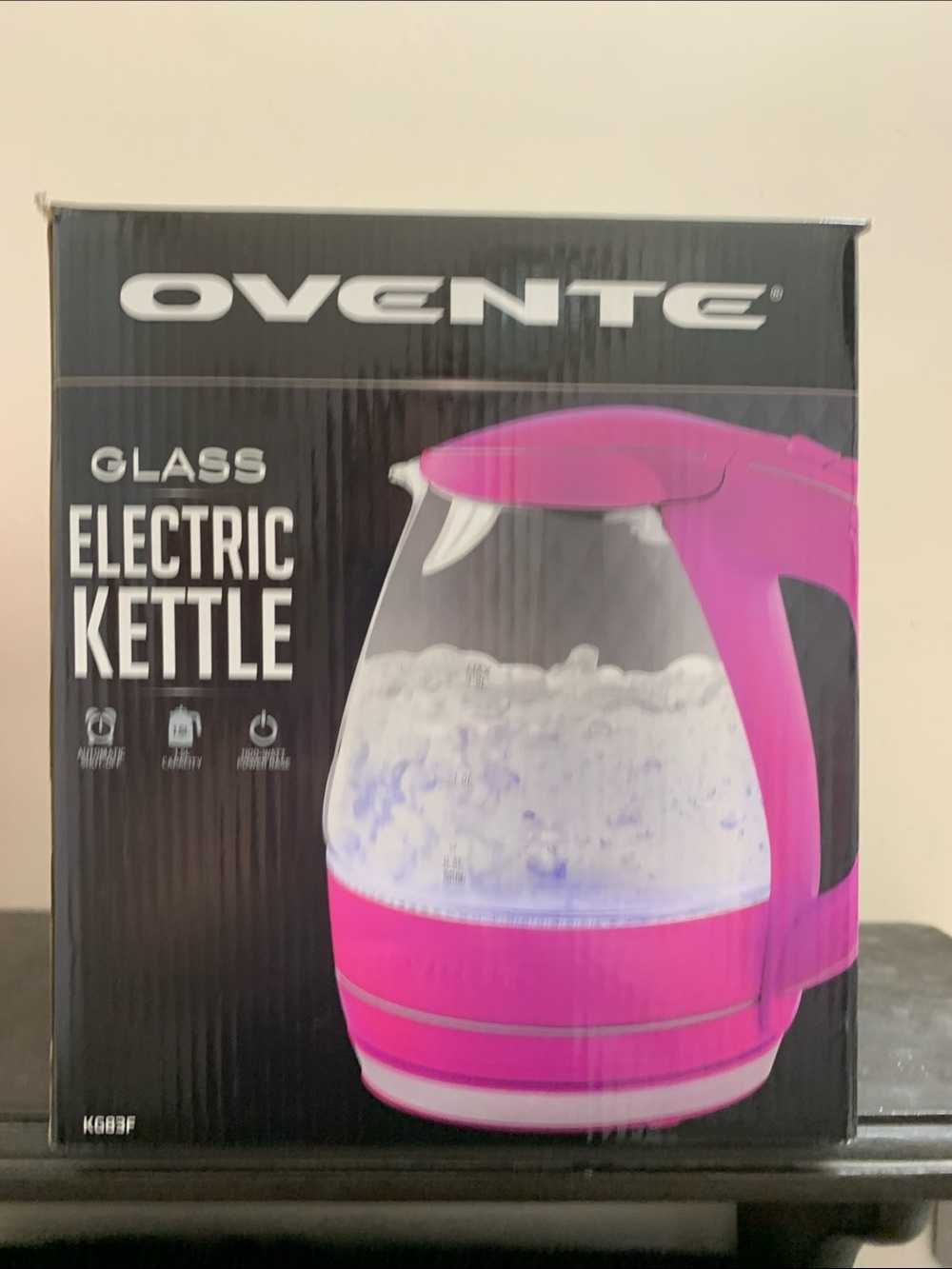 Ovente Pink Glass Electric Kettle